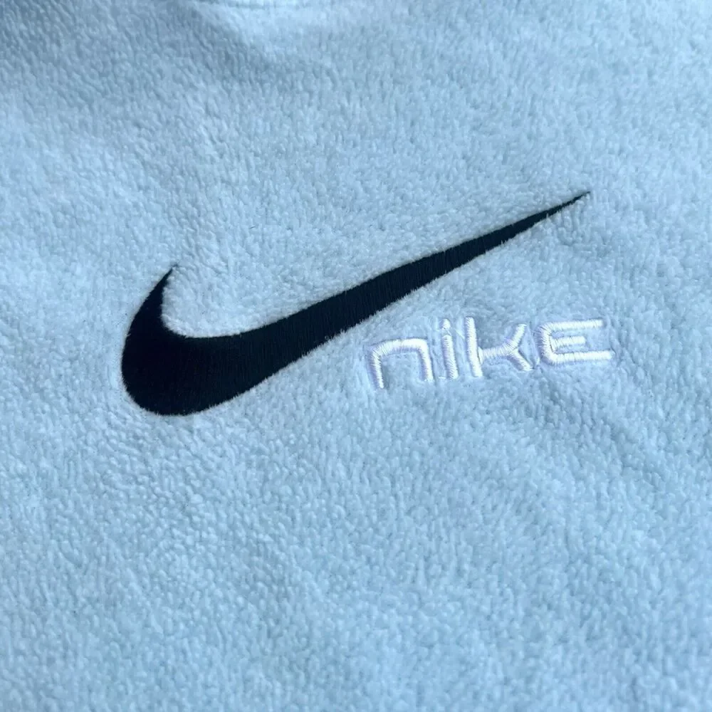 Vintage NIKE Logo Swoosh Embroidered Baby Blue LG Terry Cloth Sweatshirt Hoodie - Picture 5 of 7